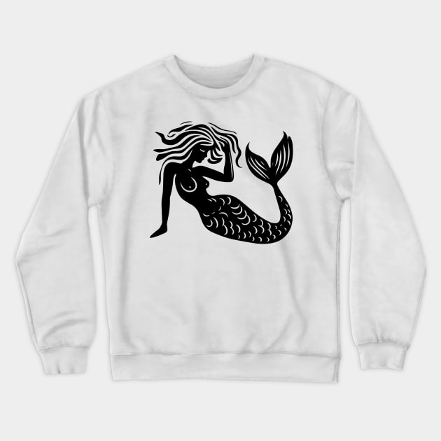 Woodcut Mermaid Crewneck Sweatshirt by n23tees